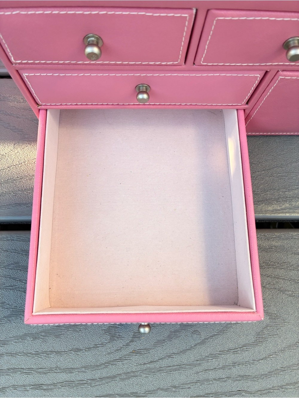 Pink Faux Leather Jewelry Organizer Box with Multiple Drawers - Picture 9 of 9